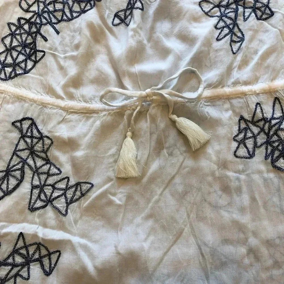 Poupette St Barth Blue White Embroidered Off Shoulder Mini Dress Size Small - Picture 14 of 14